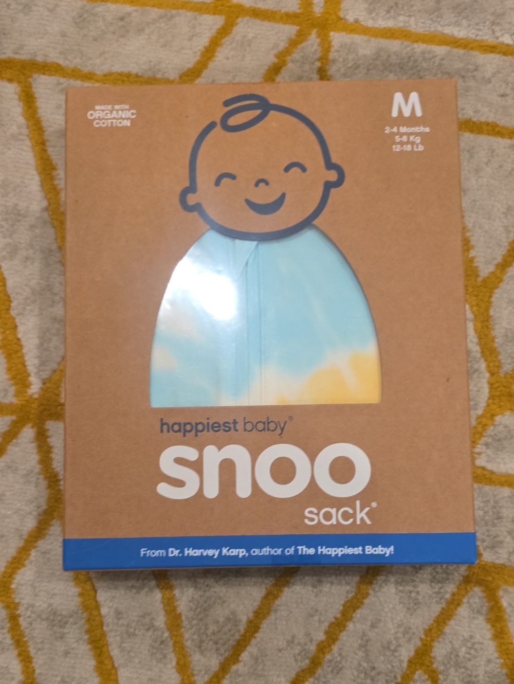 Happiest Baby Snoo Sack Organic One-Piece in Blue and Yellow Tie-Dye – M